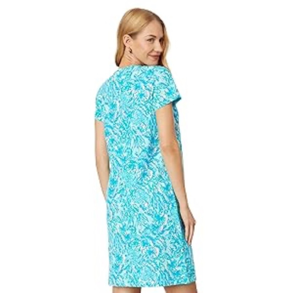 Lilly Pulitzer Etta Short Sleeve Dress in Surf Blue Coral Of The Story Sz M - Picture 3 of 12